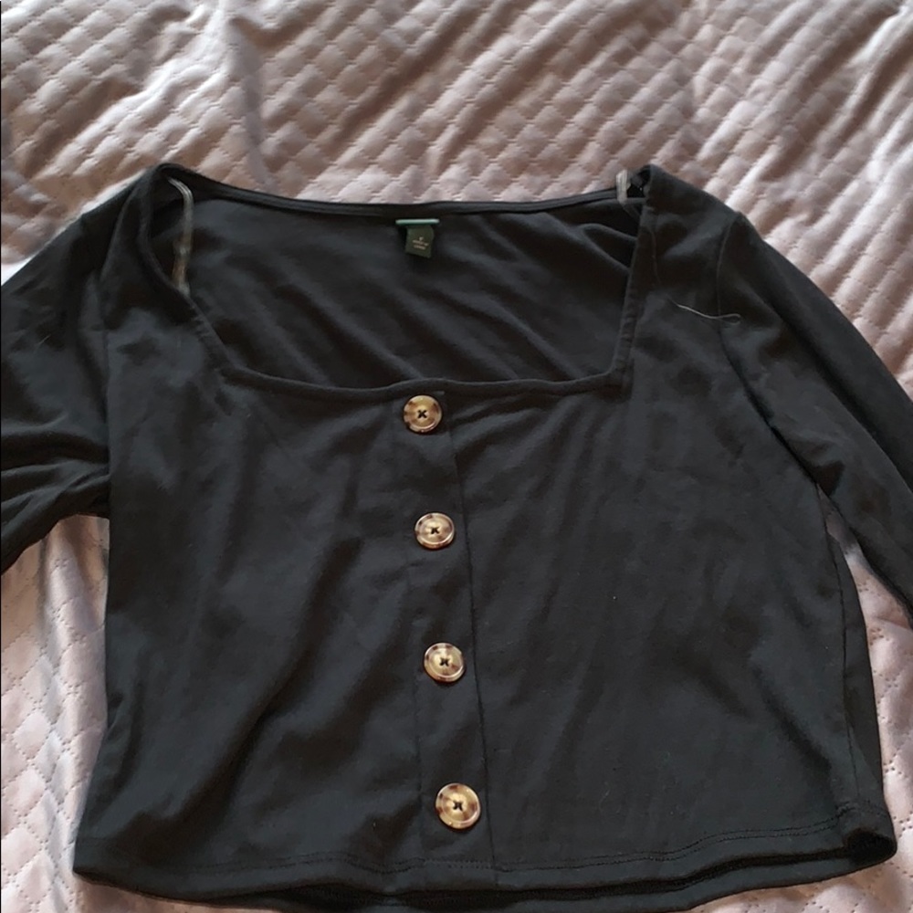 black button up crop top